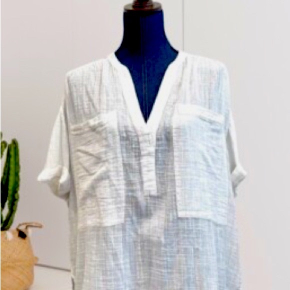Sundance White Women's Short Sleeve Blouse, size XL - Picture 1 of 6
